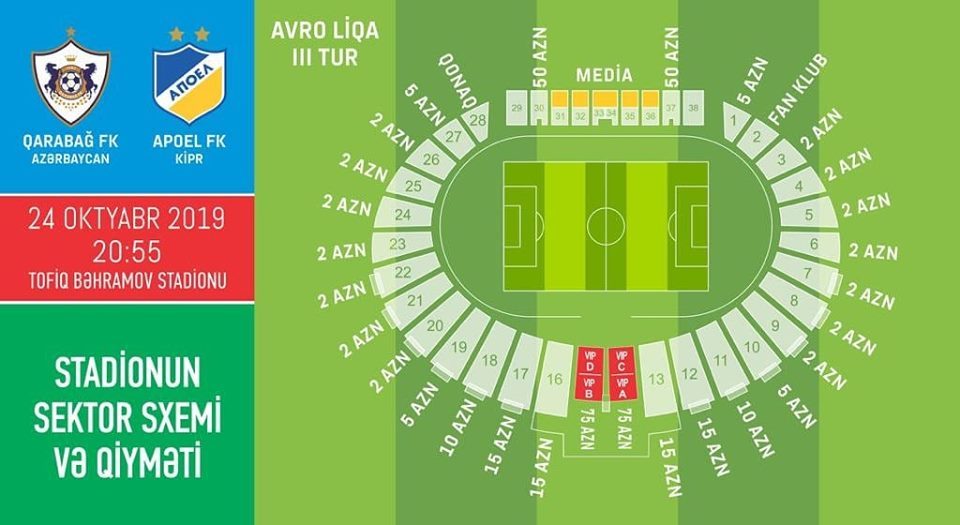 “Qarabağ” – APOEL matçına 25 min bilet satılıb