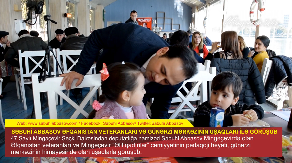 Mingəçevirdən deputatlığa namizəd Səbuhi Abbasov qazilər, veteranlar və aztəminatlı ailələrin övladları ilə görüşdü – VİDEO