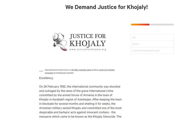 “Xocalıya ədalət” kampaniyası çərçivəsində petisiya yayılıb